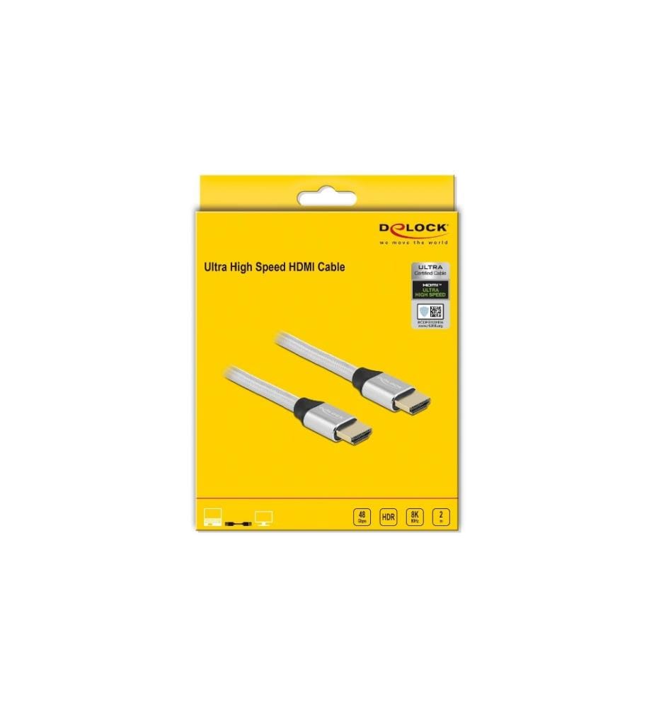 DELOCK - Kabel 8K 60Hz HDMI - HDMI, 2 m, Silber