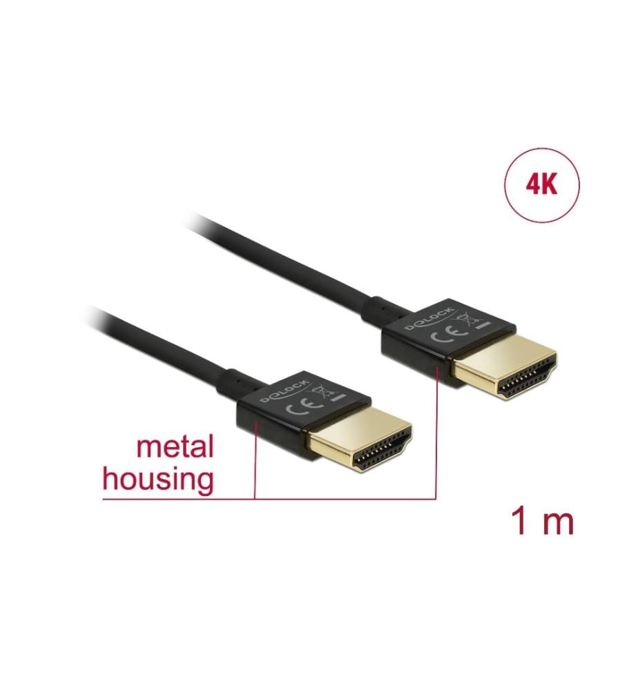 DELOCK - Kabel 4K 60Hz HDMI - HDMI, 1 m, Schwarz