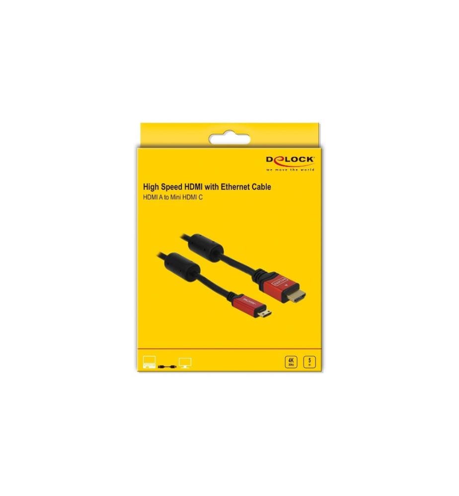 DELOCK - Kabel 4K 30Hz HDMI - Mini-HDMI (HDMI-C), 5 m, Rot