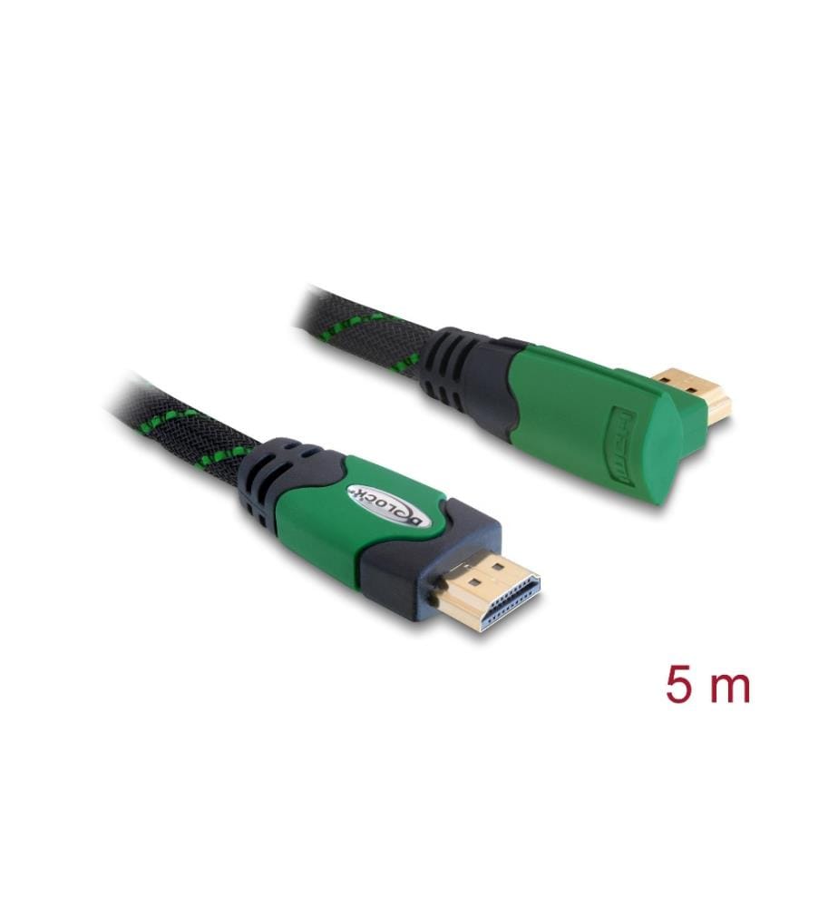 DELOCK - Kabel gewinkelt rechts HDMI - HDMI, 5 m, Grün