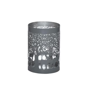 HILL INTERIORS - Kerzenhalter Forest 13 cm, Grau/Silber
