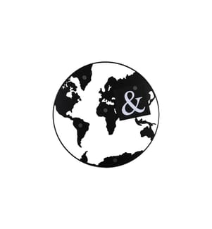 PRESENT TIME - Décoration de mur Worldmap Ø 50 cm, Noir/Blanc