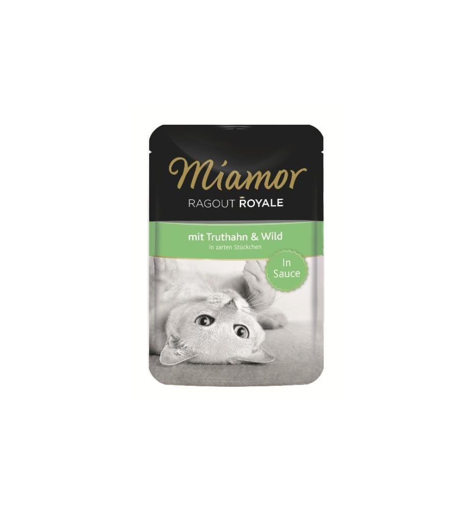 MIAMOR - Alimentation humide Ragoût Royale Dinde & Gibier Sauce, 22 x 100 g