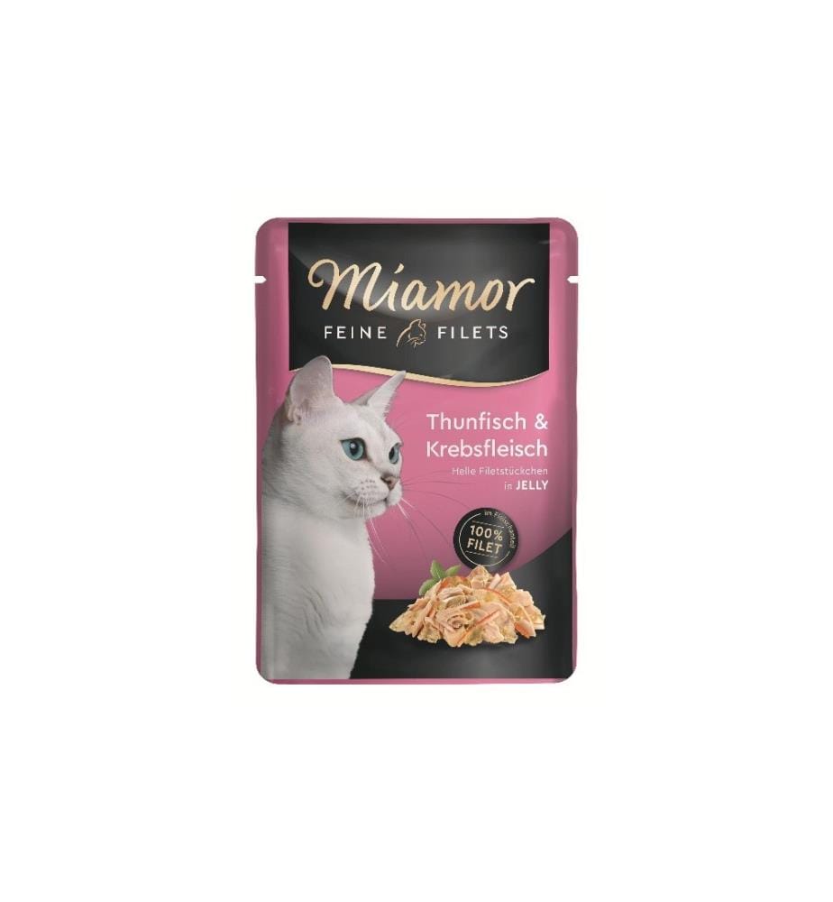 MIAMOR - Alimentation humide Filets fins de thon & écrevisses en gelée, 24 x 100 g