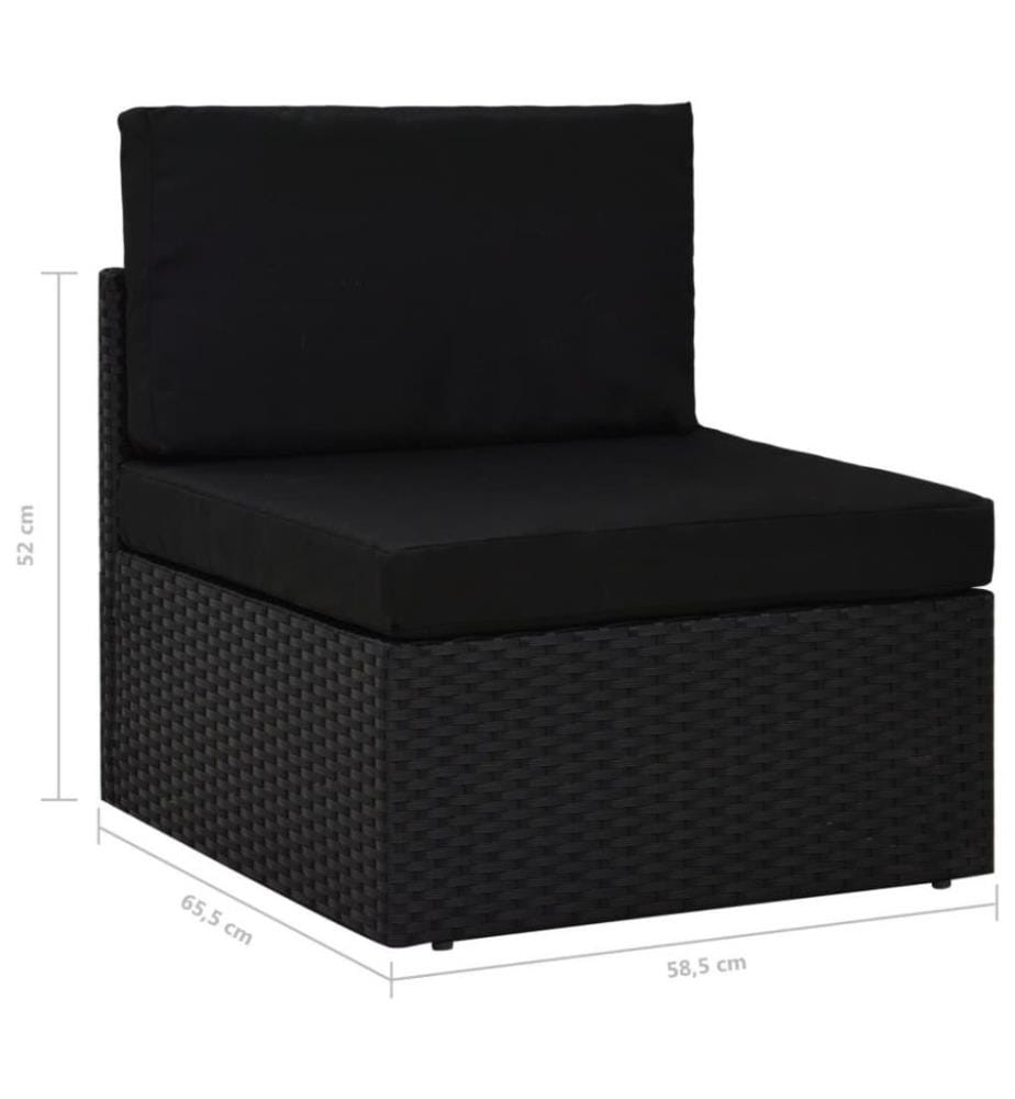 5-tlg. Garten-Lounge-Set mit Kissen Schwarz Poly Rattan