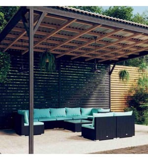 10-tlg. Garten-Lounge-Set mit Kissen Poly Rattan Schwarz
