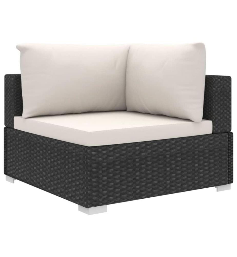 6-tlg. Garten-Lounge-Set mit Auflagen Poly Rattan Schwarz