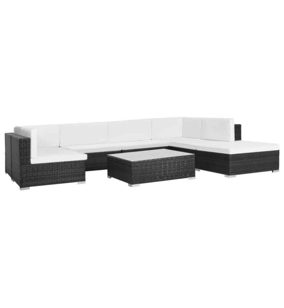 8-tlg. Garten-Lounge-Set mit Auflagen Poly Rattan Schwarz