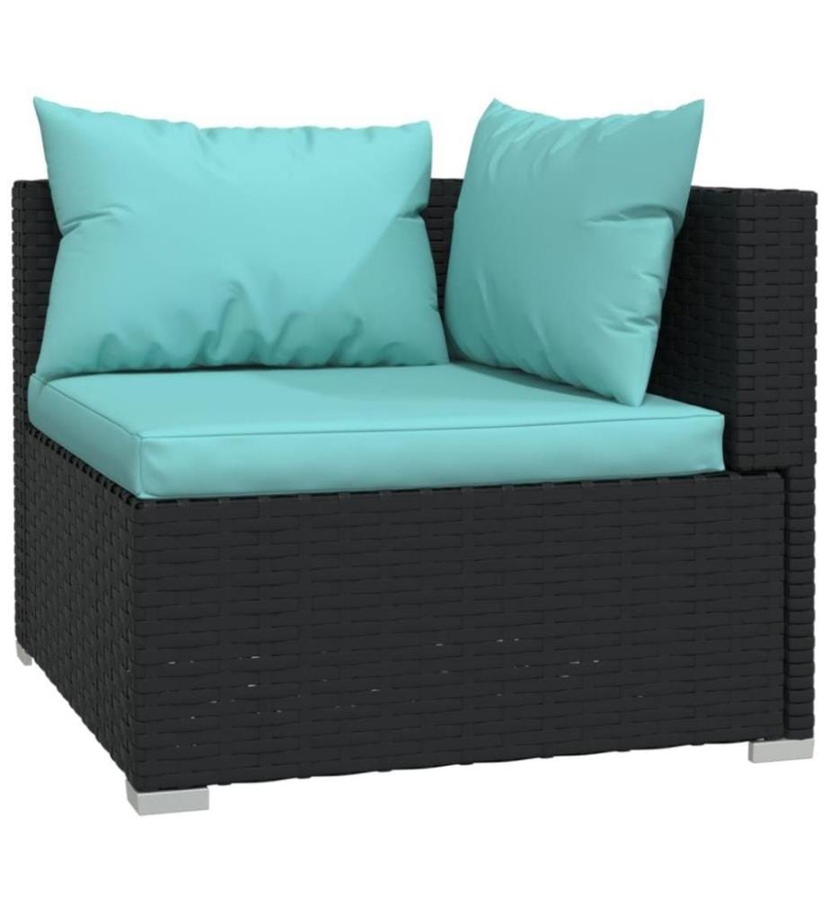 13-tlg. Garten-Lounge-Set mit Kissen Schwarz Poly Rattan