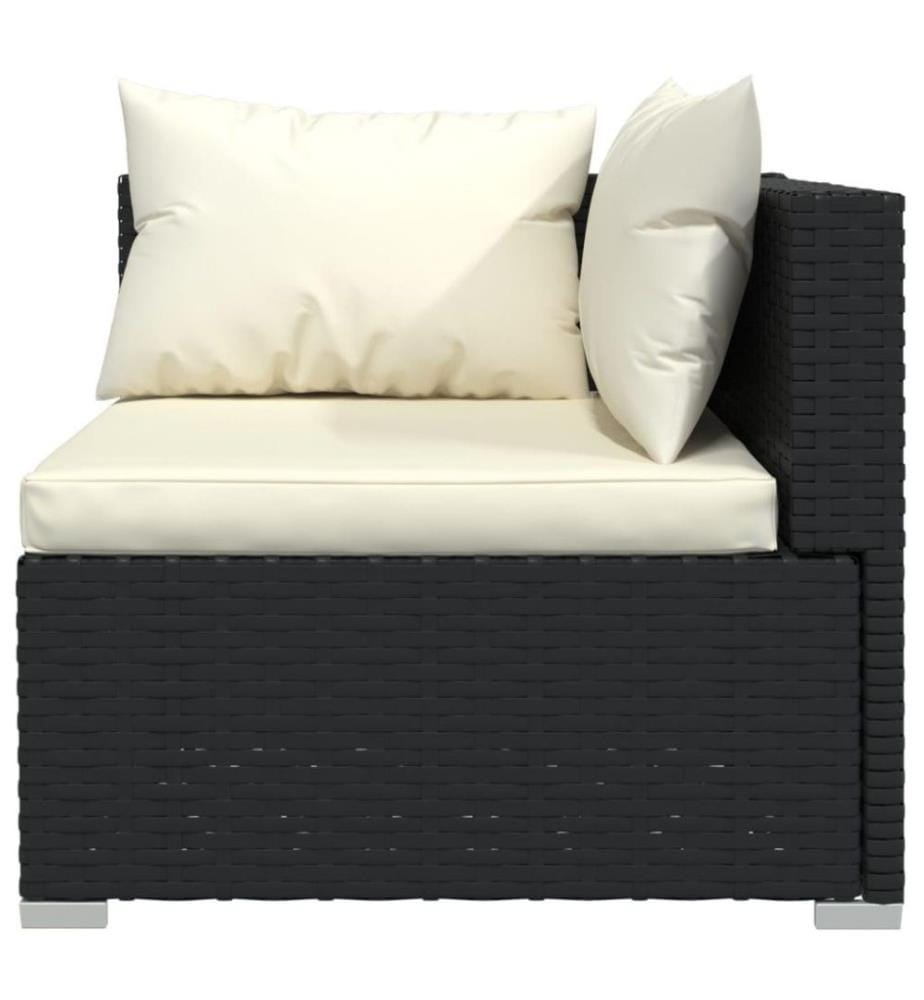 9-tlg. Garten-Lounge-Set mit Kissen Poly Rattan Schwarz