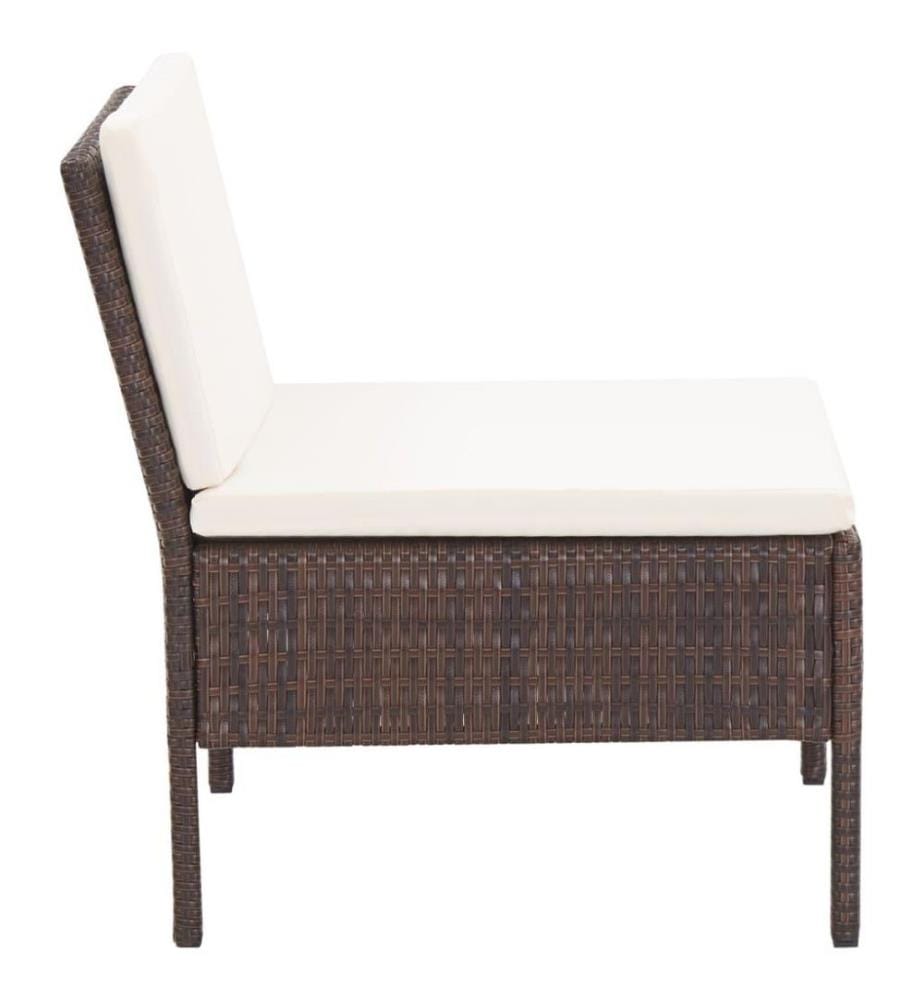5-tlg. Garten-Sofagarnitur mit Auflagen Poly Rattan Braun