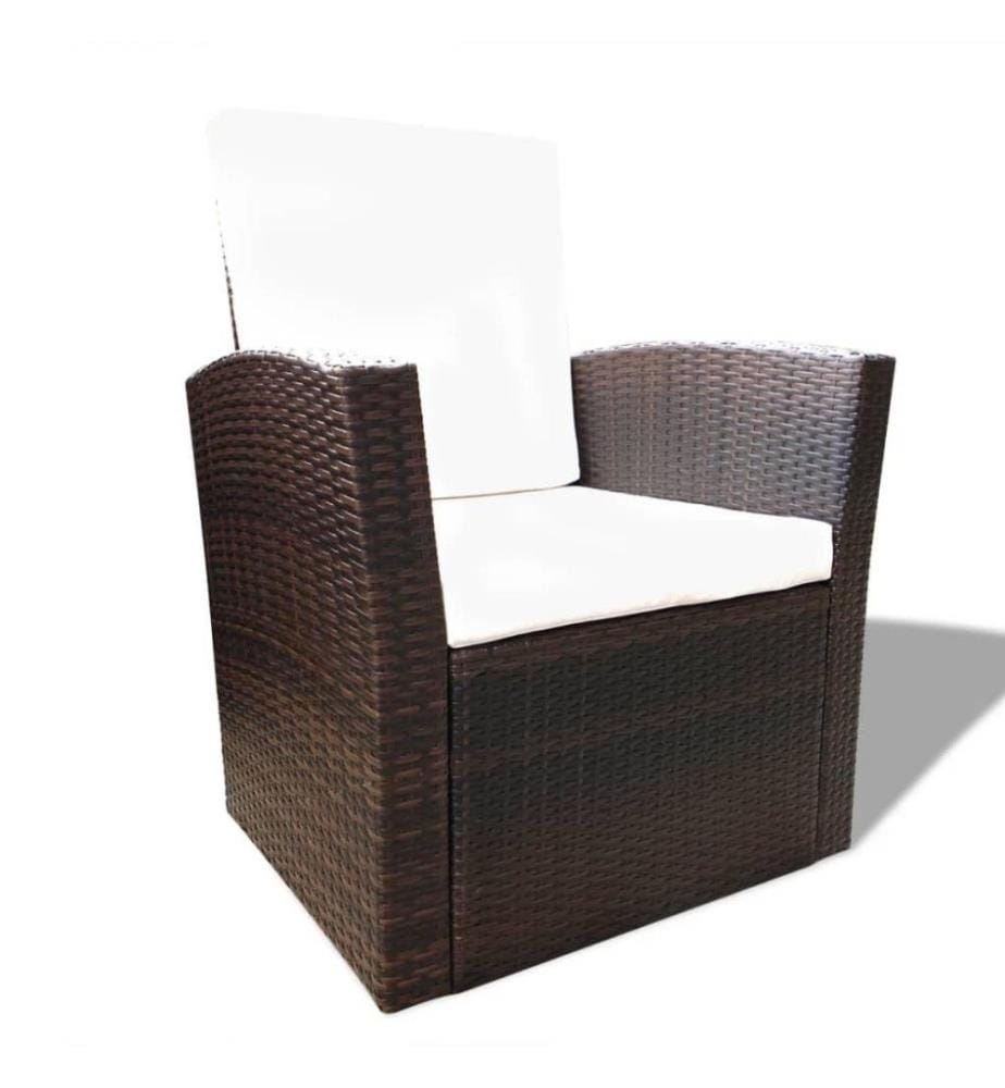 4-tlg. Garten-Lounge-Set mit Auflagen Poly Rattan Braun