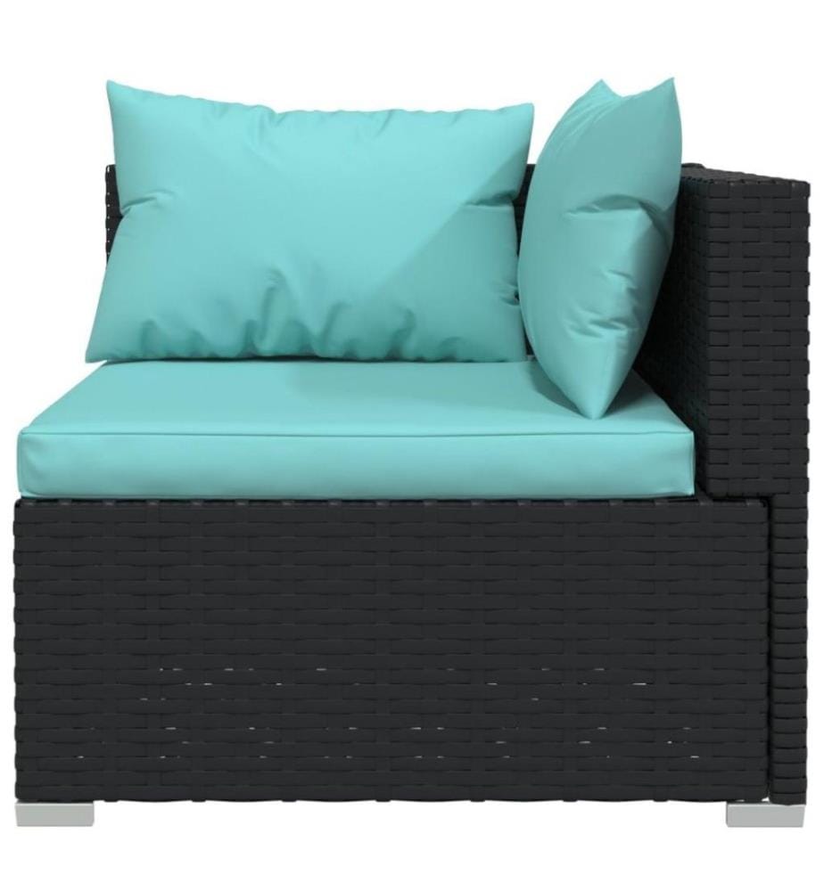 8-tlg. Garten-Lounge-Set mit Kissen Poly Rattan Schwarz
