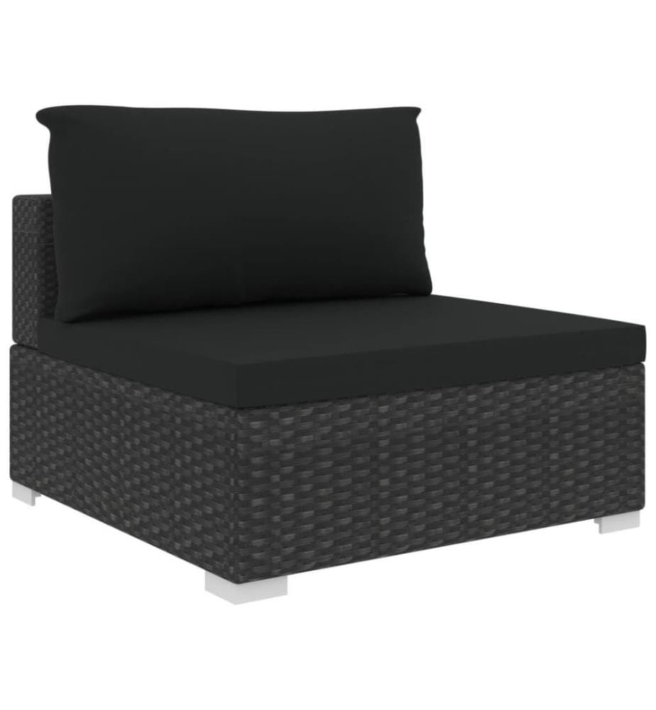 4-tlg. Garten-Lounge-Set mit Auflagen Poly Rattan Schwarz