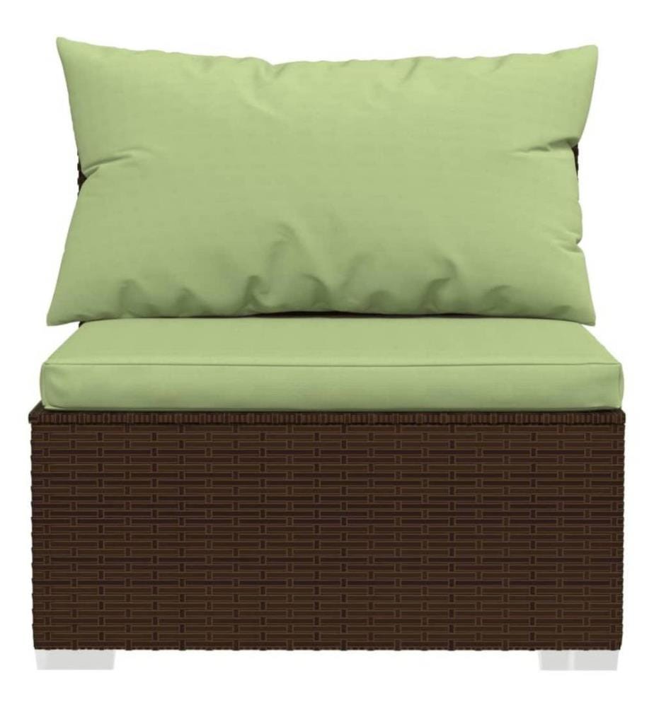 6-tlg. Garten-Lounge-Set mit Kissen Poly Rattan Braun