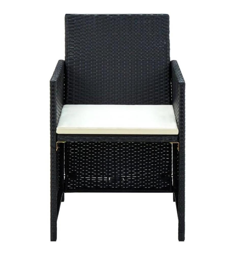 4-tlg. Garten-Lounge-Set mit Auflagen Poly Rattan Schwarz