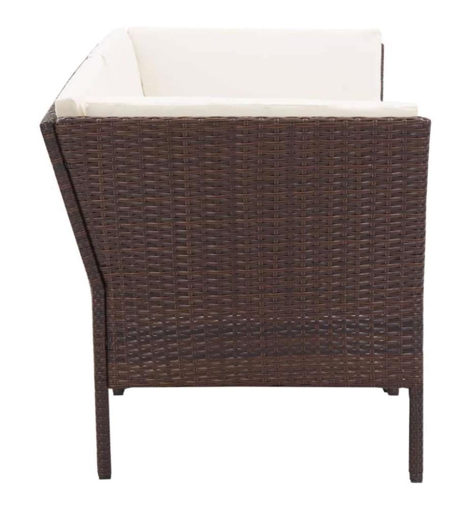 6-tlg. Garten-Lounge-Set mit Auflagen Poly Rattan Braun