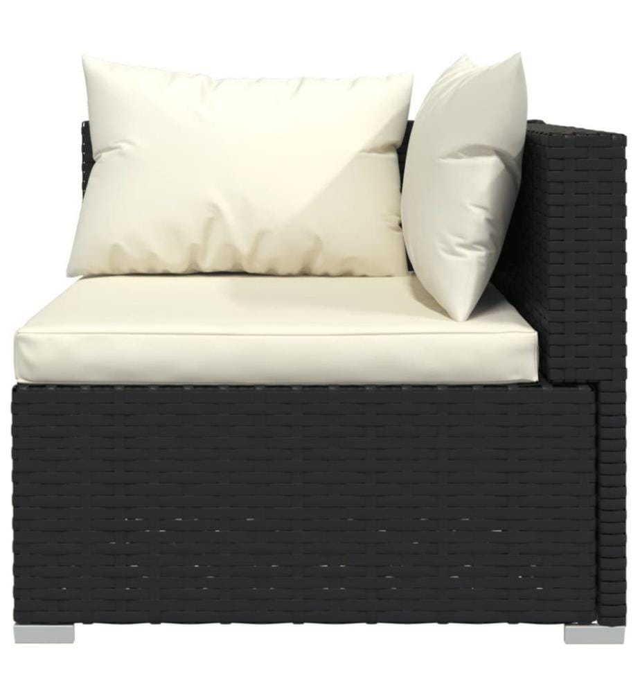 4-tlg. Garten-Lounge-Set mit Kissen Poly Rattan Schwarz