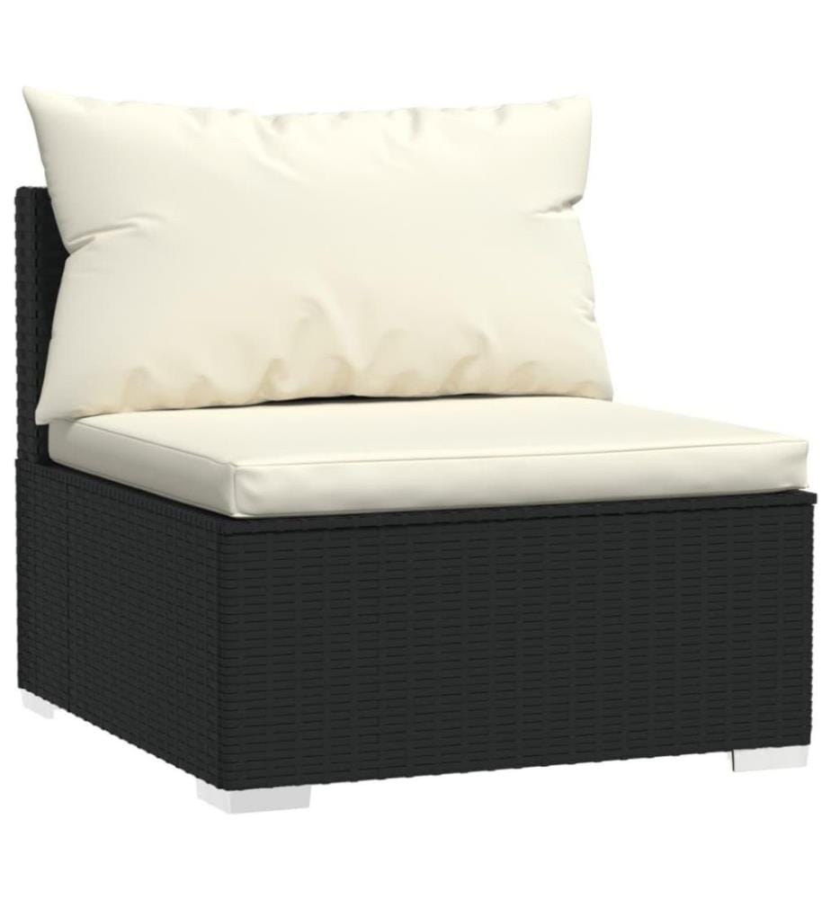 4-tlg. Garten-Lounge-Set mit Kissen Poly Rattan Schwarz