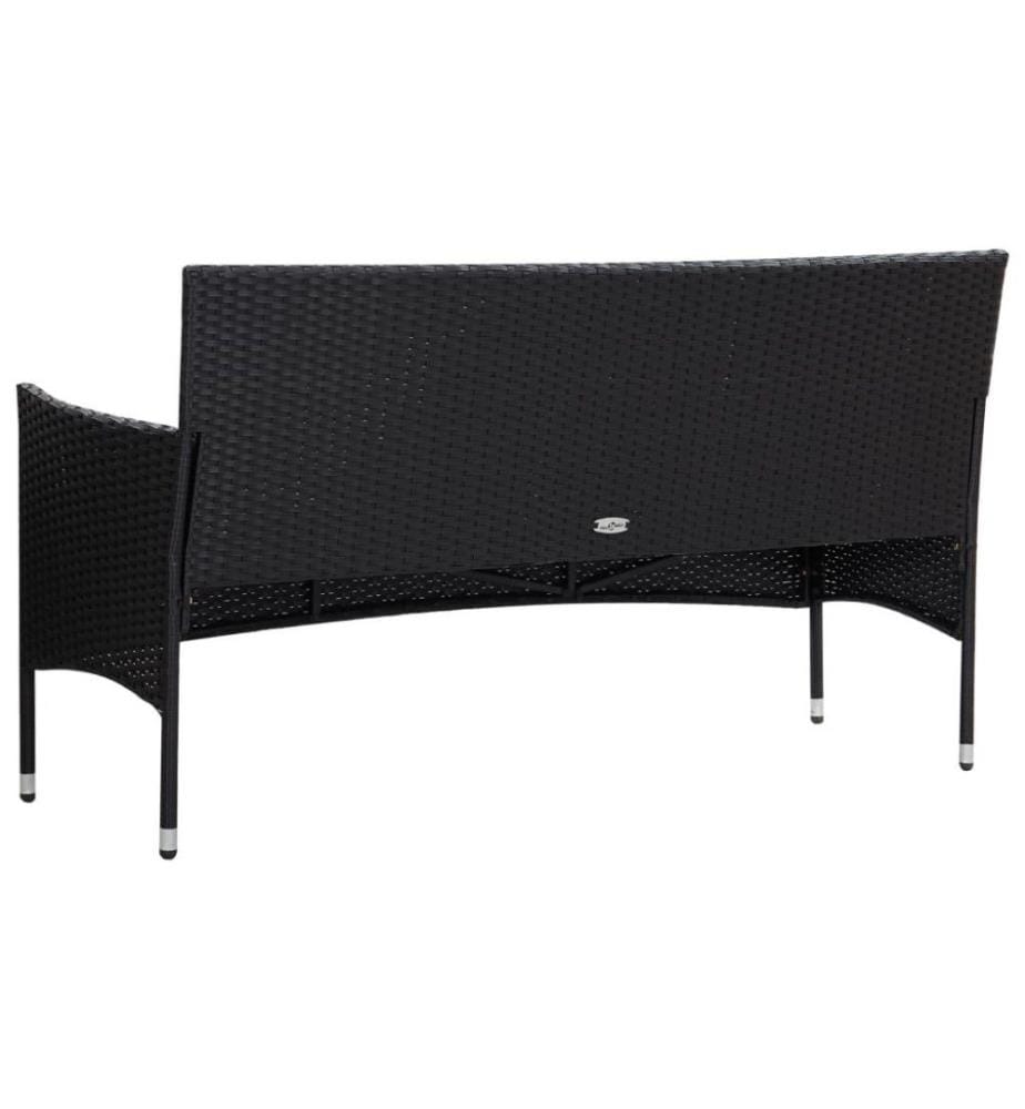 Salon de jardin 5 pcs avec coussins Résine tressée Noir