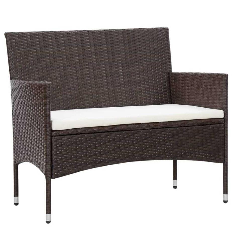 5-tlg. Garten-Lounge-Set mit Auflagen Poly Rattan Braun