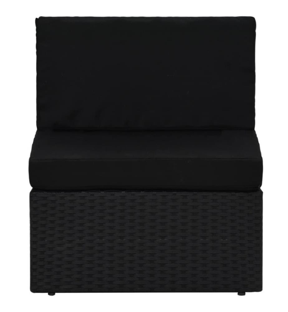 6-tlg. Garten-Lounge-Set mit Kissen Schwarz Poly Rattan