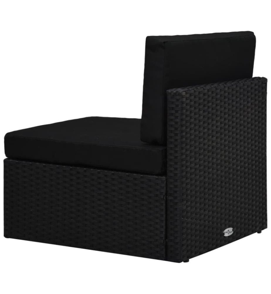 6-tlg. Garten-Lounge-Set mit Kissen Schwarz Poly Rattan