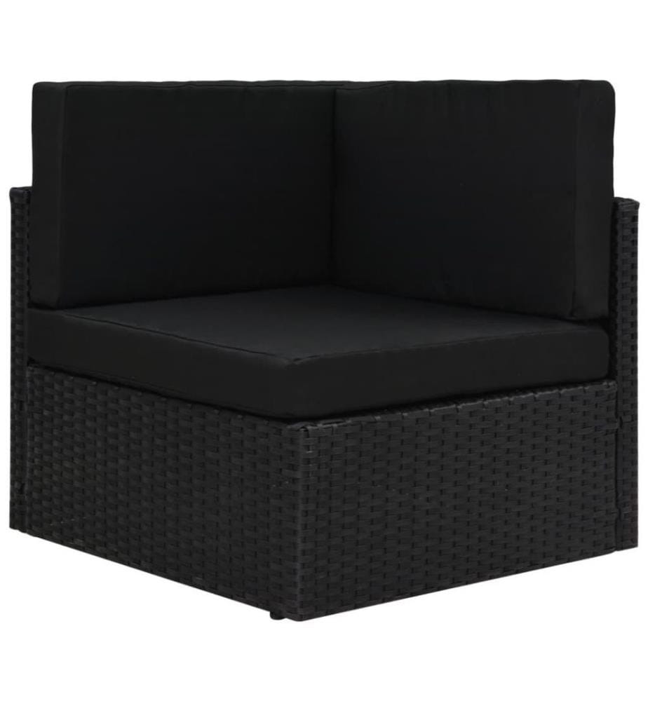 6-tlg. Garten-Lounge-Set mit Kissen Schwarz Poly Rattan