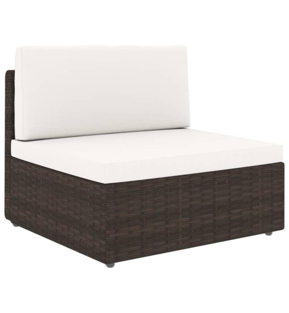 6-tlg. Garten-Lounge-Set mit Kissen Braun Poly Rattan