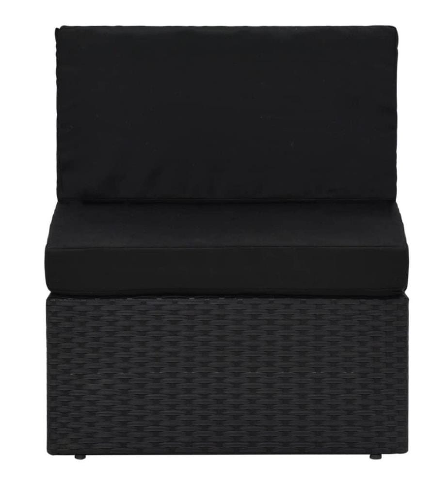 11-tlg. Garten-Lounge-Set mit Kissen Schwarz Poly Rattan