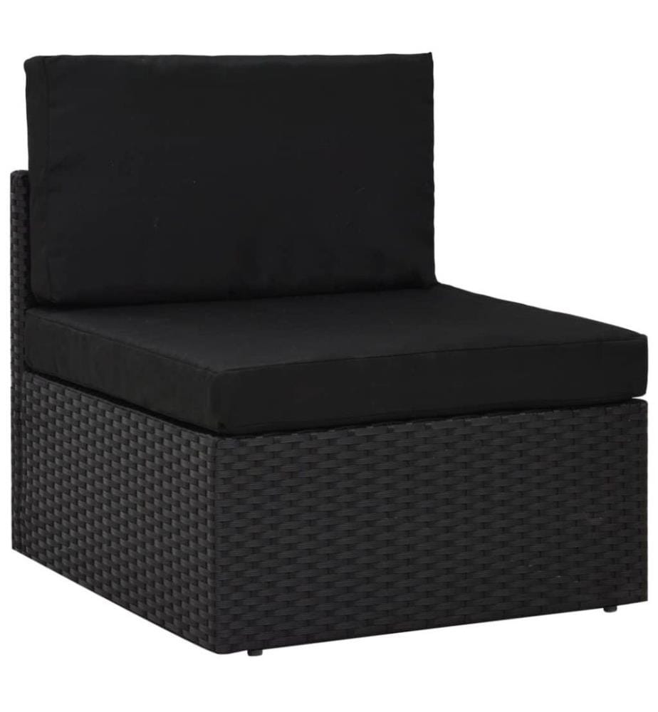 14-tlg. Garten-Lounge-Set mit Kissen Schwarz Poly Rattan