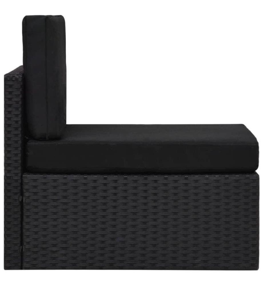 8-tlg. Garten-Lounge-Set mit Kissen Schwarz Poly Rattan