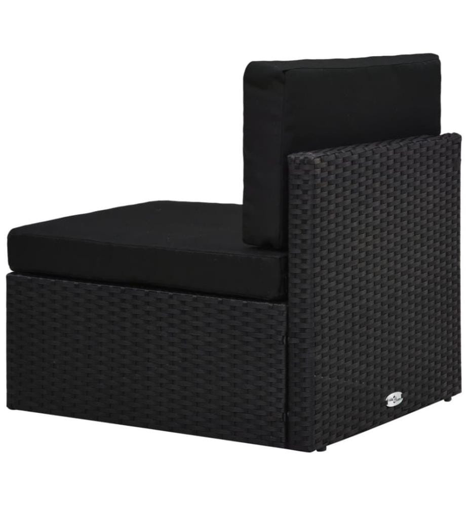 8-tlg. Garten-Lounge-Set mit Kissen Schwarz Poly Rattan