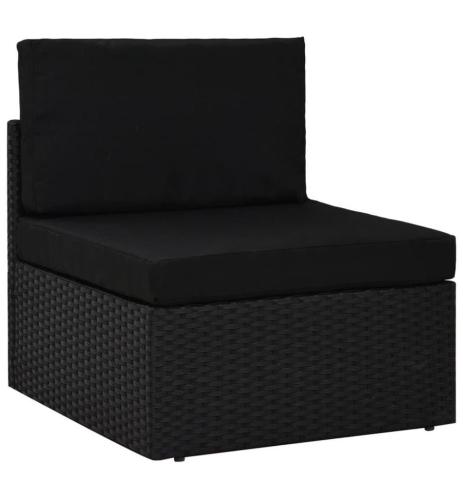 7-tlg. Garten-Lounge-Set mit Kissen Schwarz Poly Rattan