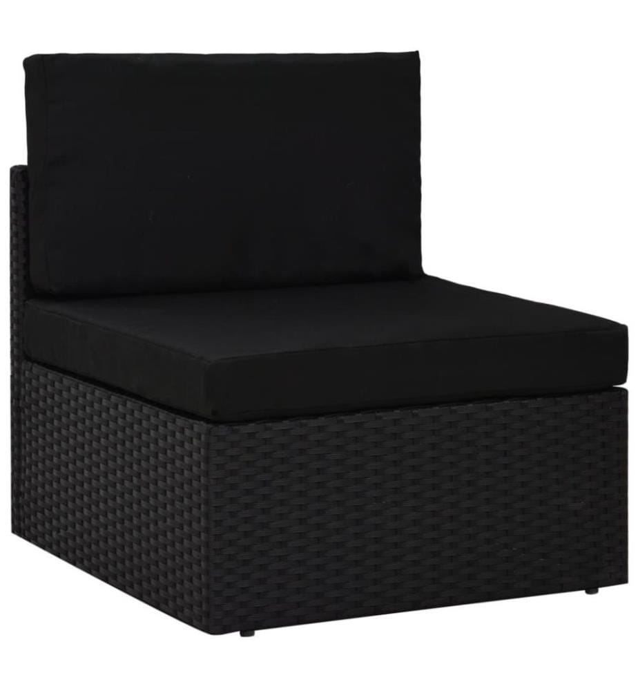 10-tlg. Garten-Lounge-Set mit Kissen Schwarz Poly Rattan