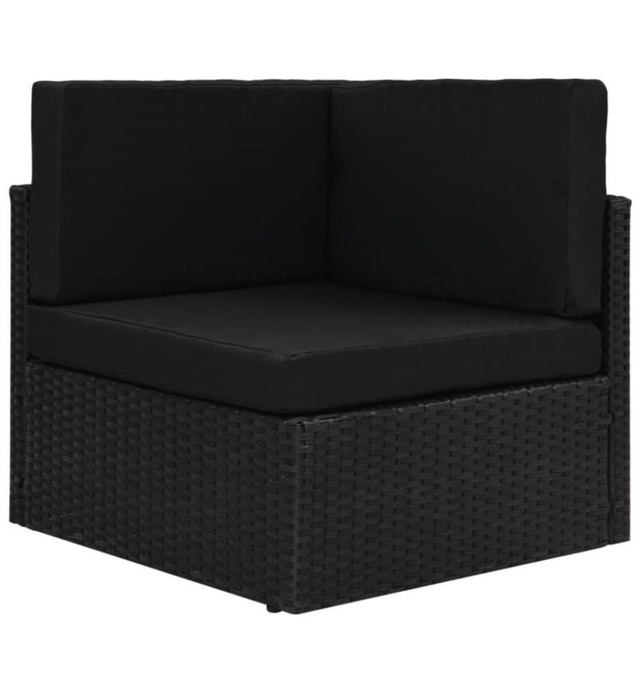 10-tlg. Garten-Lounge-Set mit Kissen Schwarz Poly Rattan