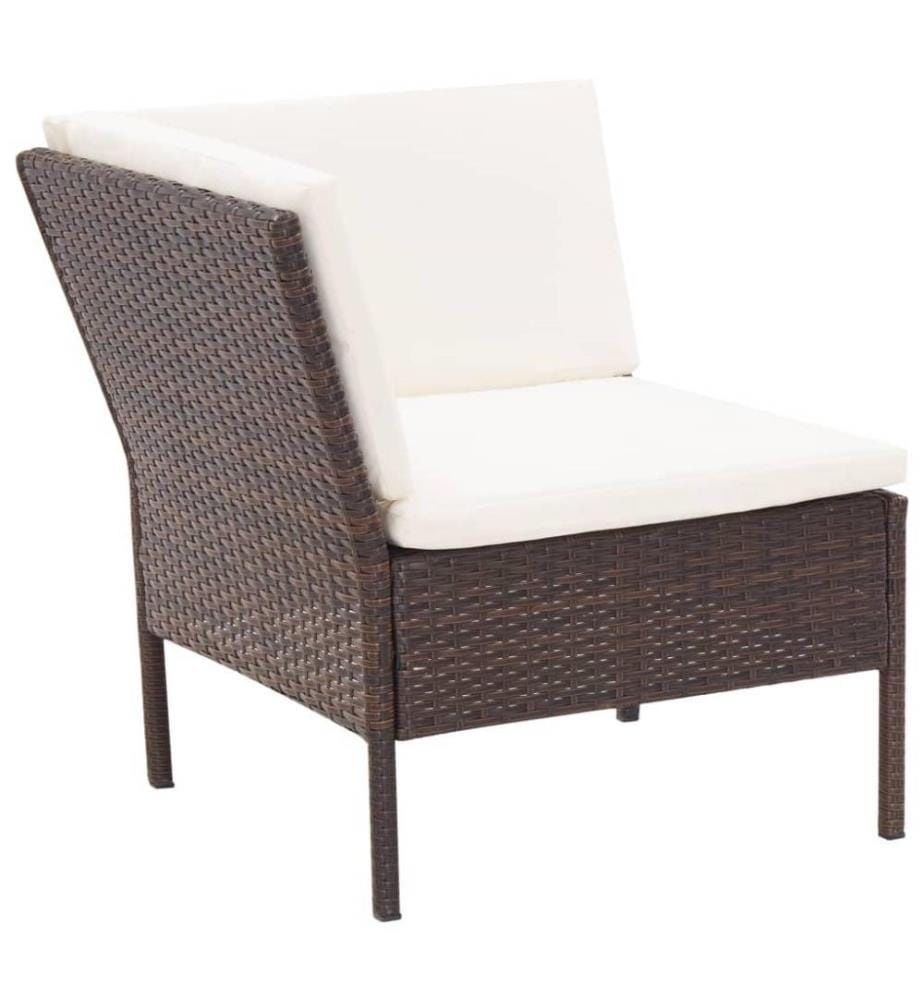 6-tlg. Garten-Lounge-Set mit Auflagen Poly Rattan Braun
