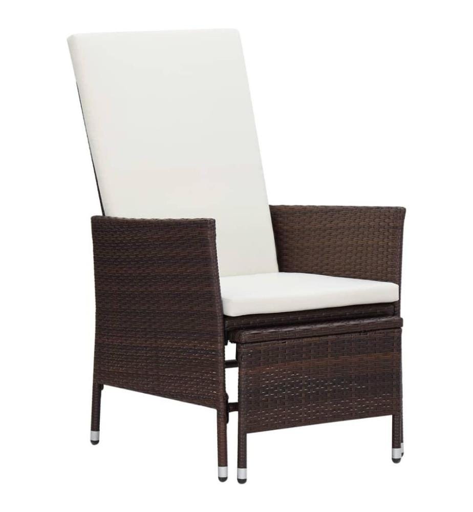 2-tlg. Garten-Lounge-Set mit Kissen Poly Rattan Braun