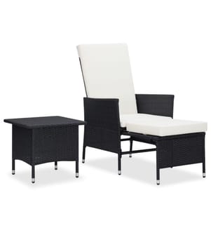 2-tlg. Garten-Lounge-Set mit Kissen Poly Rattan Schwarz