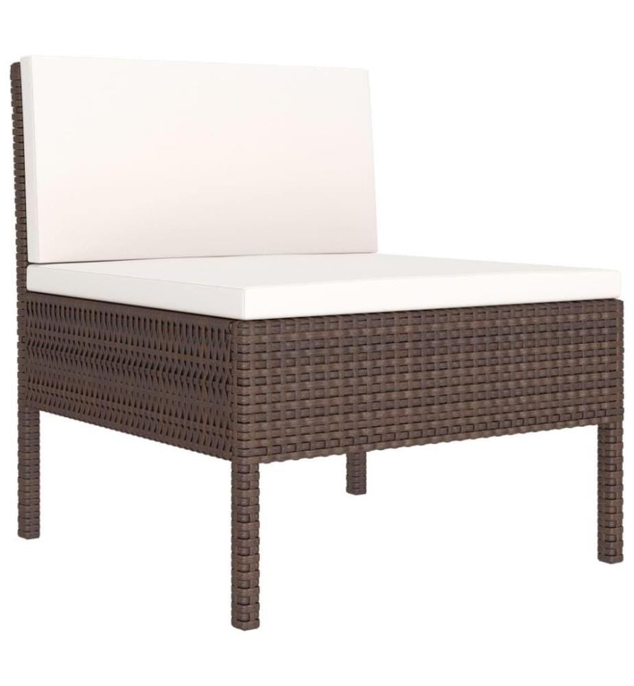 6-tlg. Garten-Lounge-Set mit Auflagen Poly Rattan Braun
