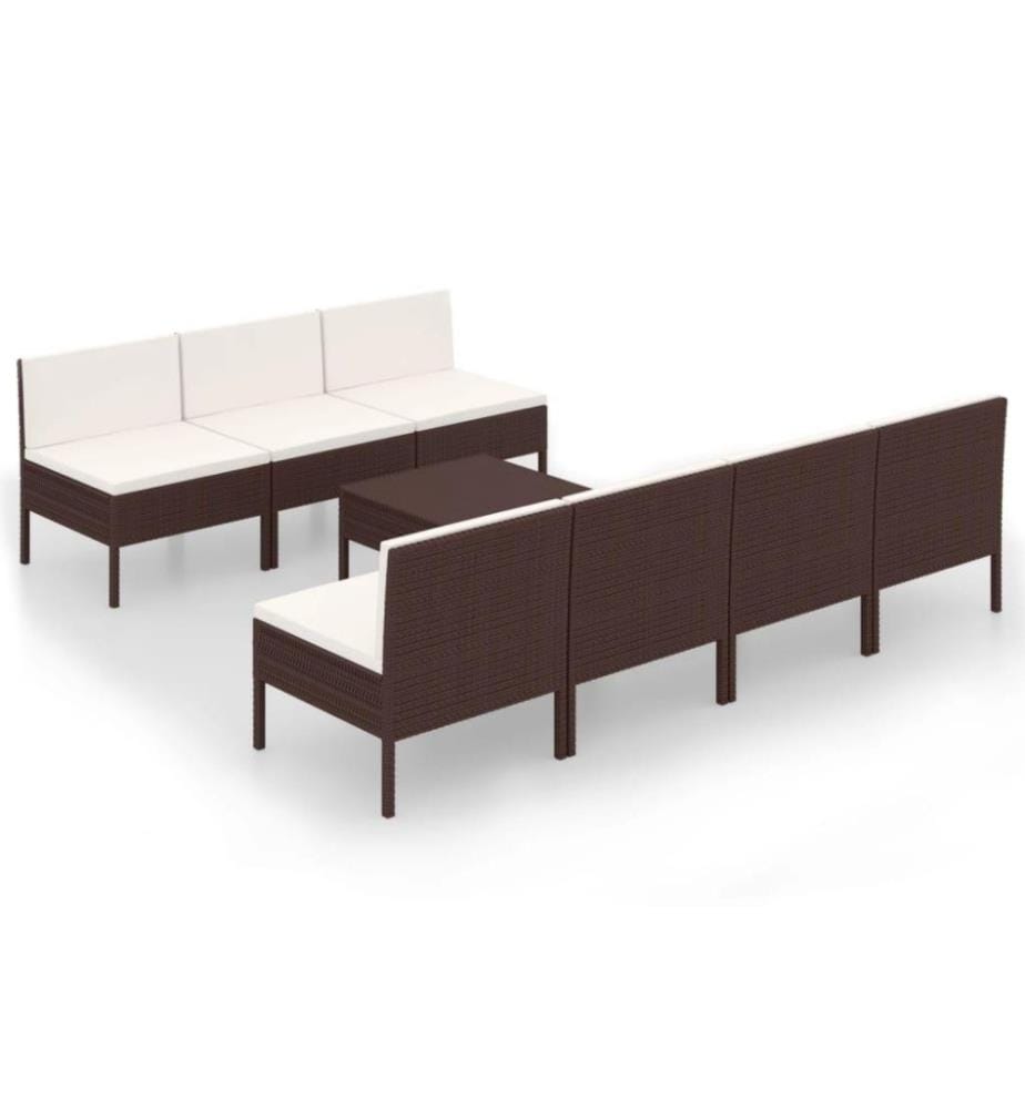 8-tlg. Garten-Lounge-Set mit Auflagen Poly Rattan Braun