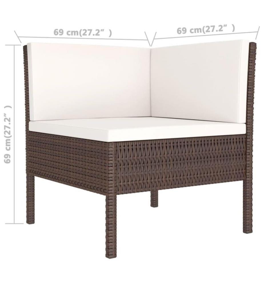 6-tlg. Garten-Lounge-Set mit Auflagen Poly Rattan Braun