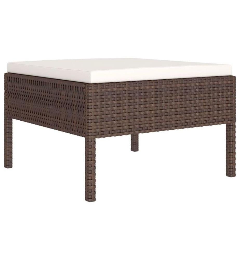 5-tlg. Garten-Lounge-Set mit Auflagen Poly Rattan Braun