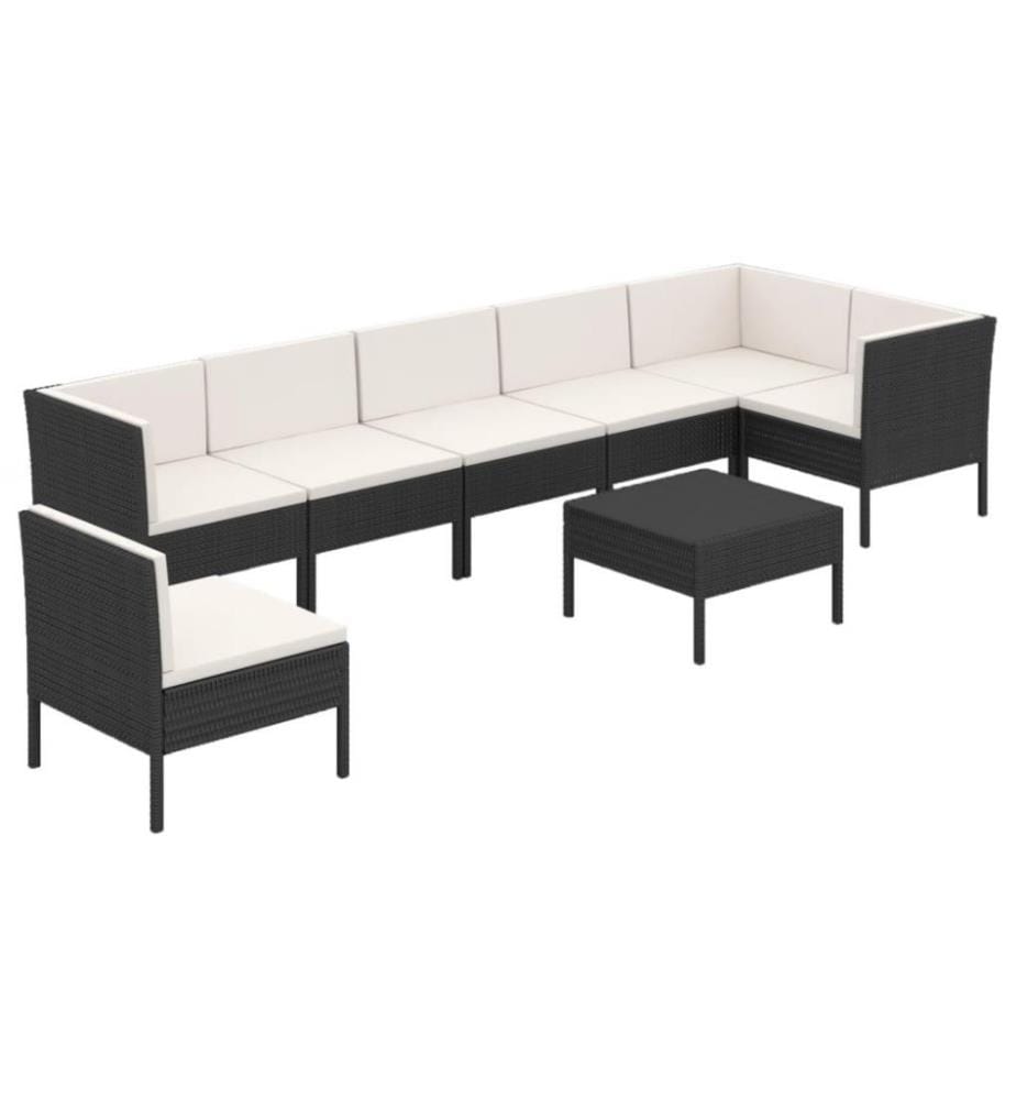 8-tlg. Garten-Lounge-Set mit Auflagen Poly Rattan Schwarz