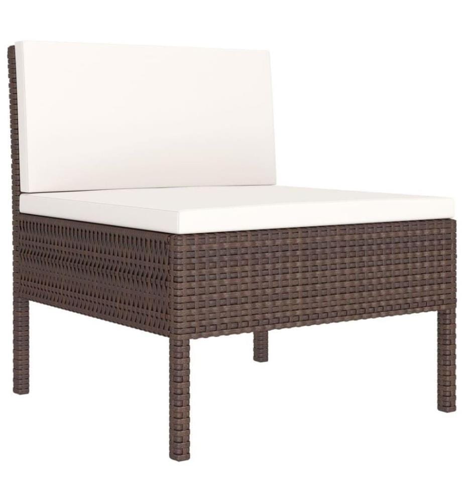 5-tlg. Garten-Lounge-Set mit Auflagen Poly Rattan Braun