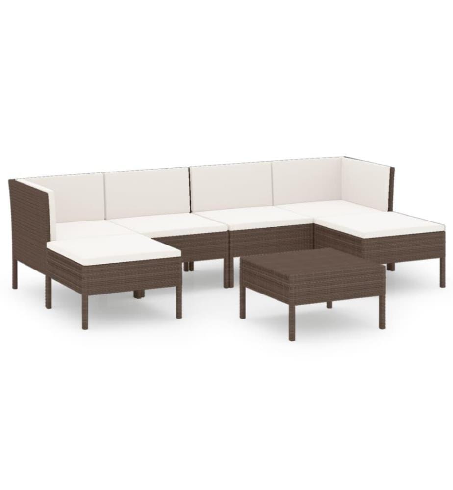 7-tlg. Garten-Lounge-Set mit Auflagen Poly Rattan Braun