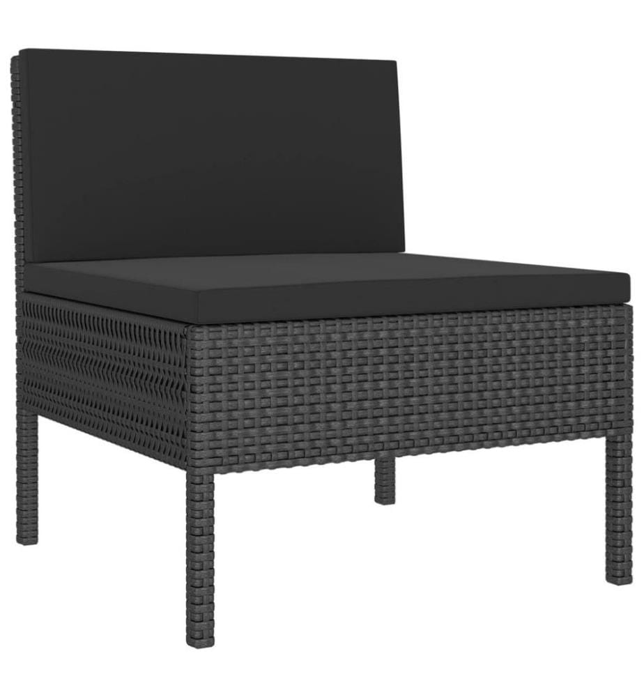 9-tlg. Garten-Lounge-Set mit Auflagen Poly Rattan Schwarz