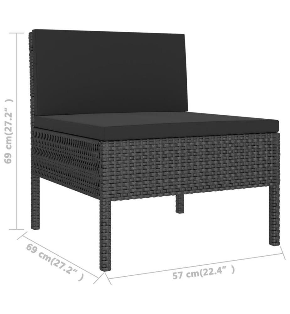 12-tlg. Garten-Lounge-Set mit Auflagen Poly Rattan Schwarz