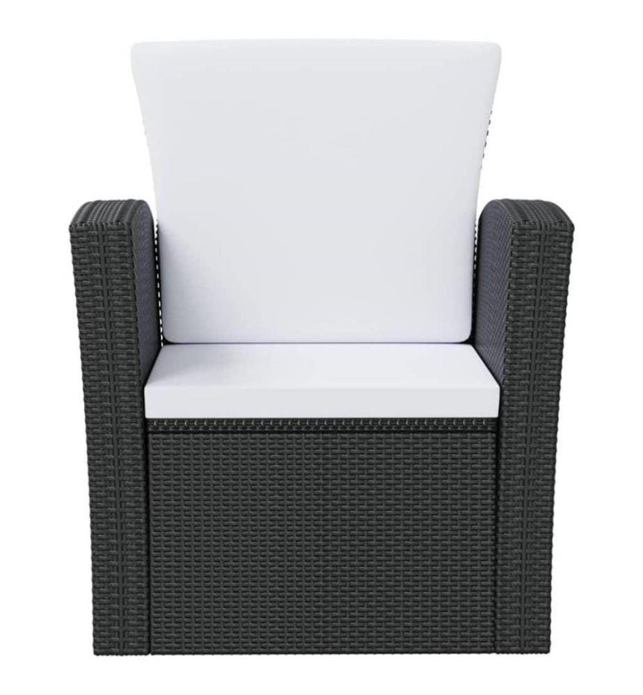 Salon de jardin 16 pcs avec coussins Résine tressée Noir