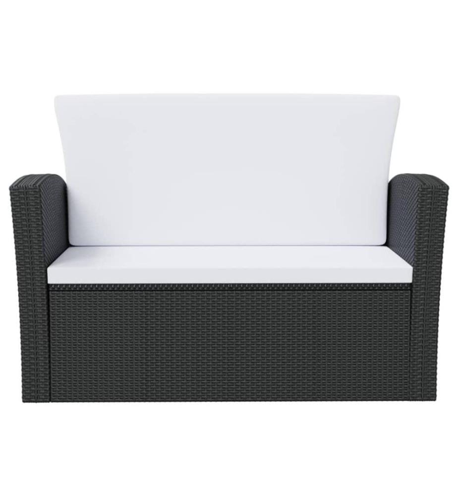 8-tlg. Garten-Lounge-Set mit Auflagen Poly Rattan Schwarz